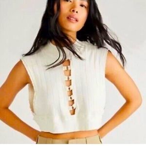 Free People x Tricia Fix Women's XS Cream Harris Micro Crop Tank Top